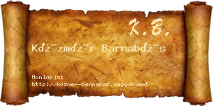 Kázmér Barnabás névjegykártya